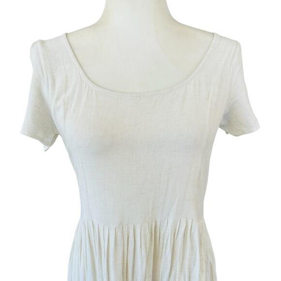 Christy Dawn Scarlet Dress Large Beige Midi Cottagecore Quiet Luxury Minimalist - Picture 4 of 14